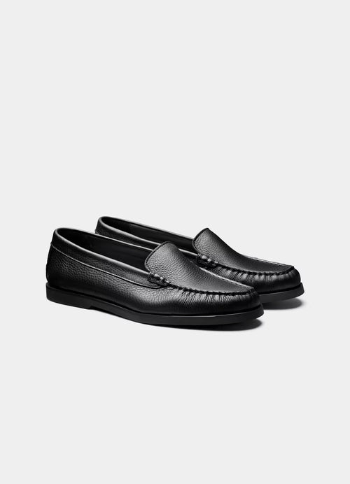 SUITSUPPLY Black Loafer – Deer Leather - LuxxeCoast