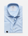 Hawes & Curtis Blue & Green End on End Stripe Non-Iron Shirt