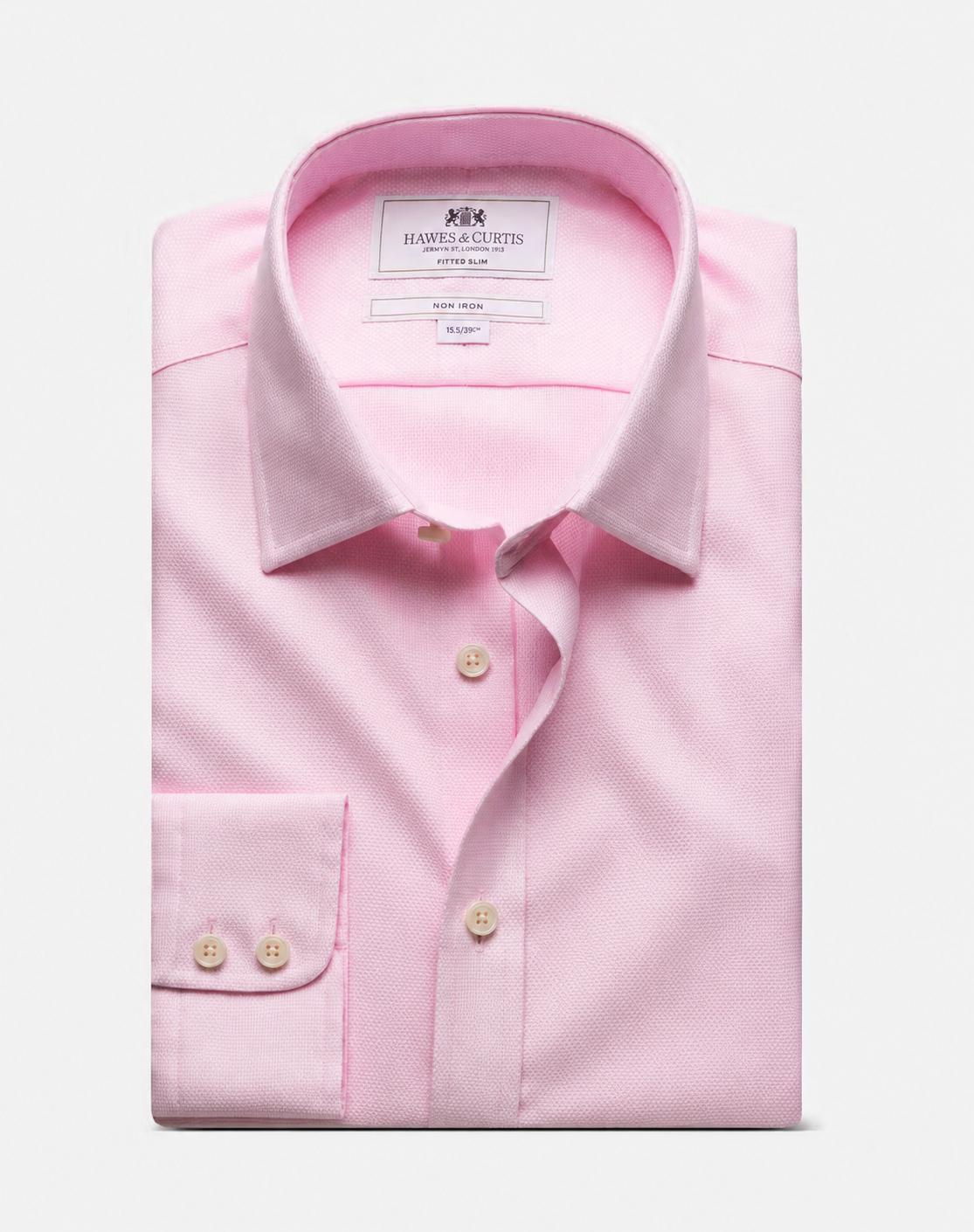 Hawes & Curtis Pink & White Textured Weave Non-Iron Shirt
