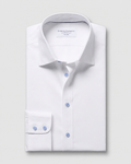 Charles Tyrwhitt Non-Iron Twill Shirt - White with Sky Blue Buttons