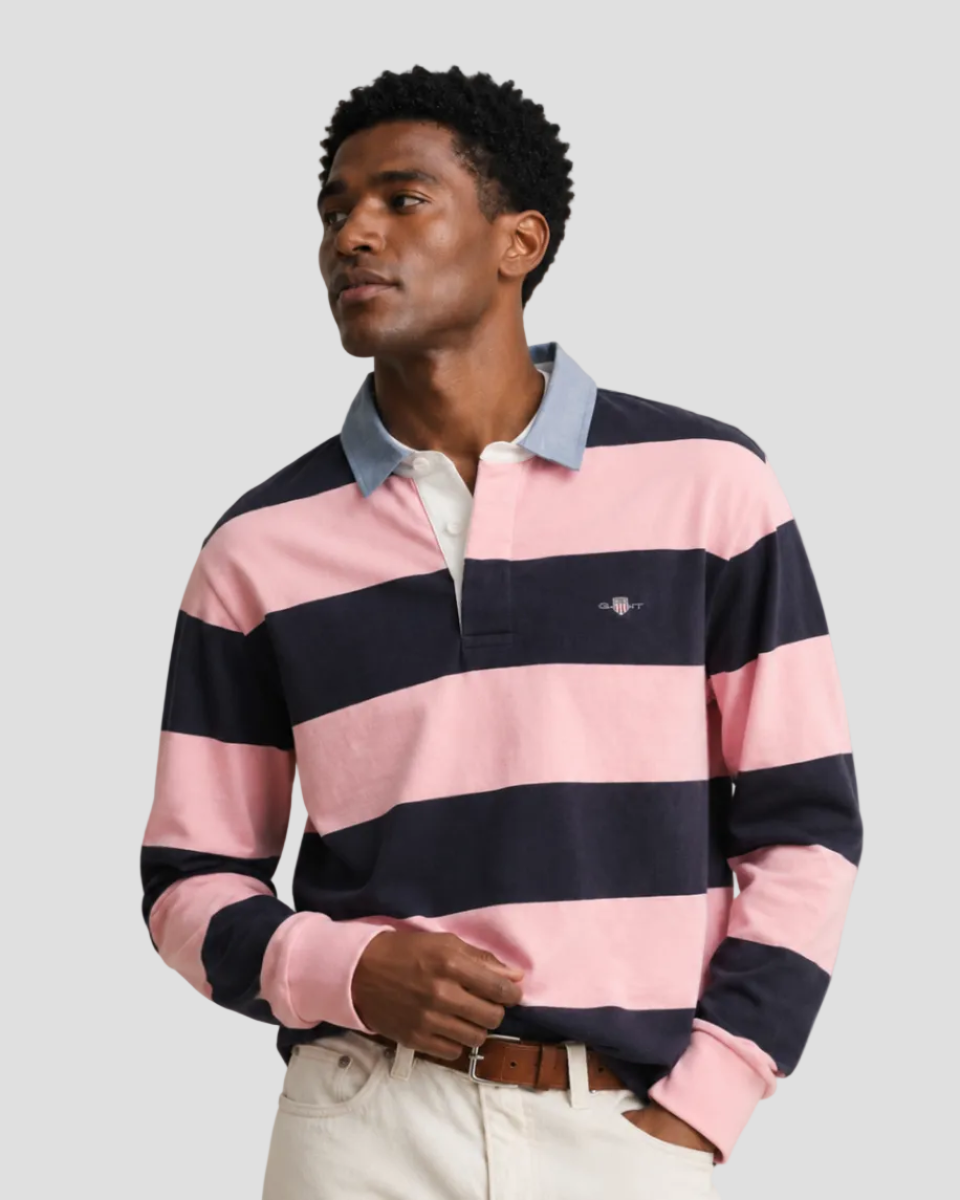 GANT Chambray Collar Striped Heavy Rugger – Bubblegum Pink