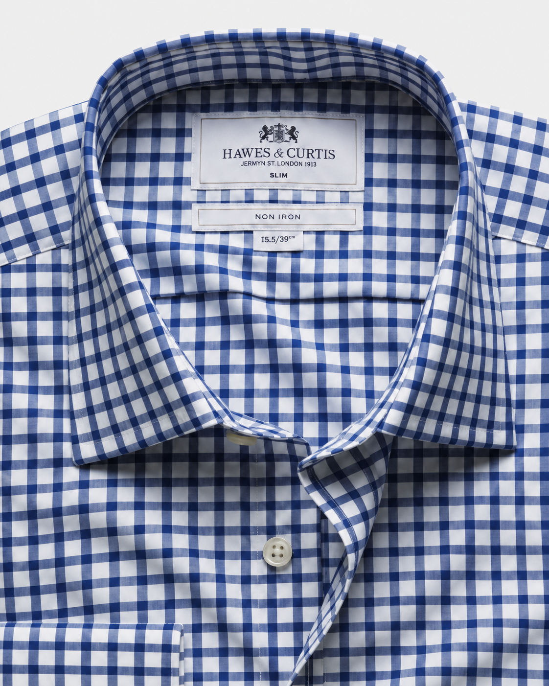 Hawes & Curtis Navy & White Grid Check Non-Iron Shirt