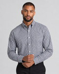 Charles Tyrwhitt Button-Down Stretch Washed Poplin Gingham Shirt - Dark Navy