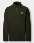 Hackett Heritage Classic Fit Long Sleeve Branded Crest Polo - Hunter Green
