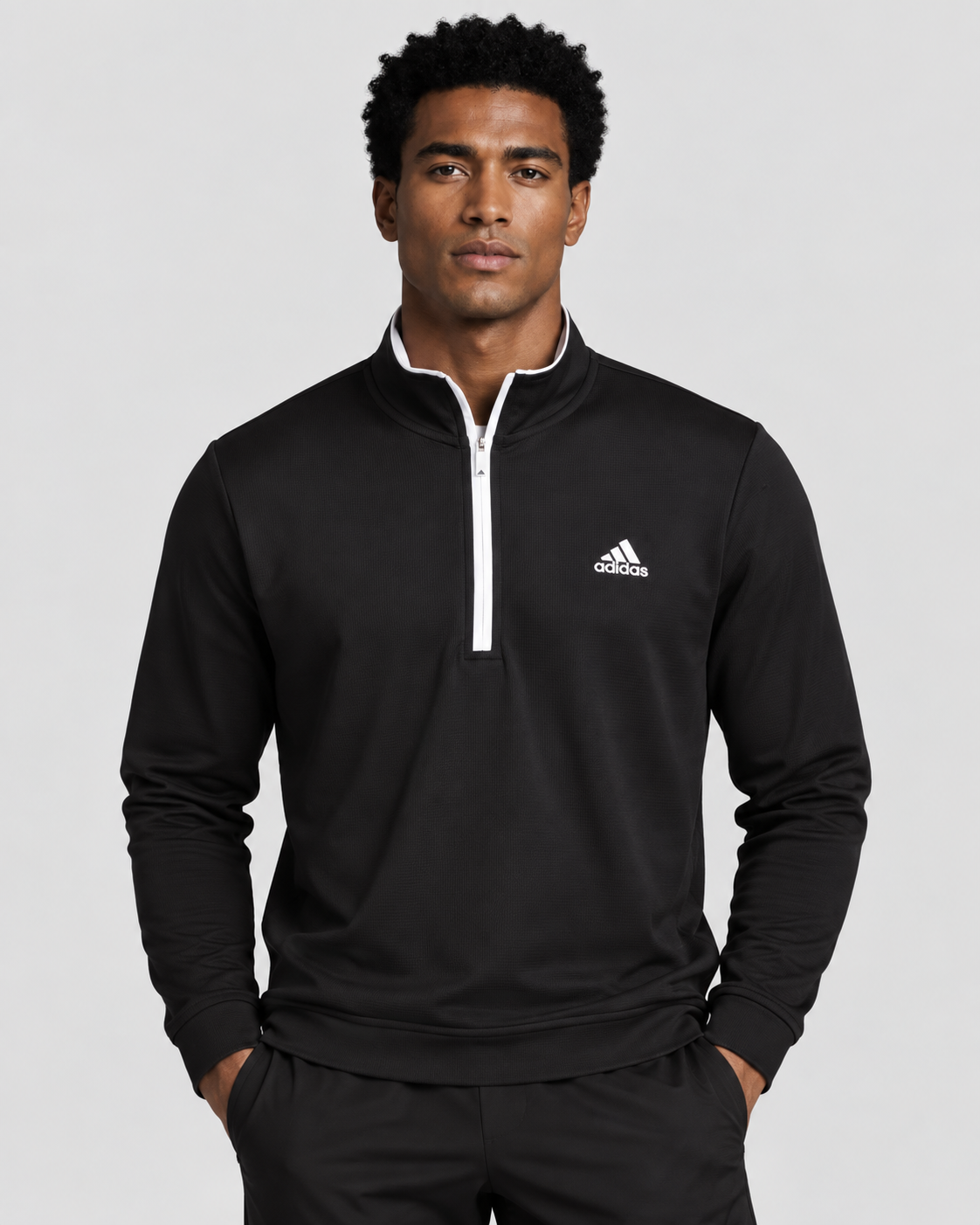 Adidas Quarter-Zip Golf Pullover - Black/White