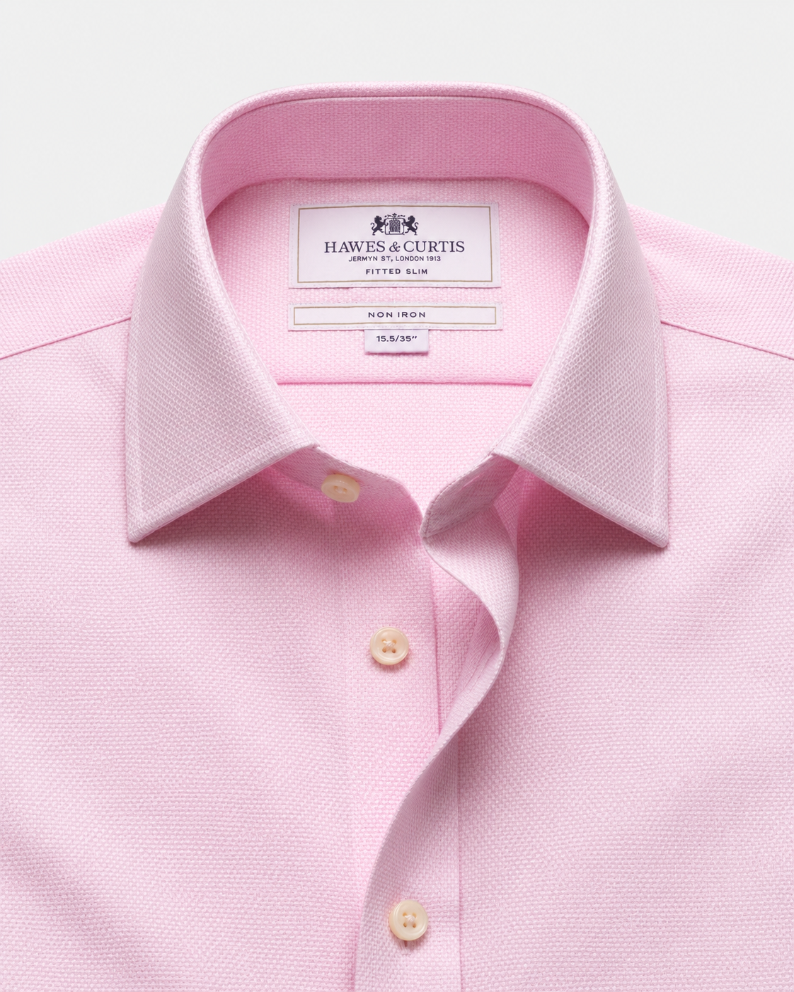 Hawes & Curtis Pink & White Textured Weave Non-Iron Shirt
