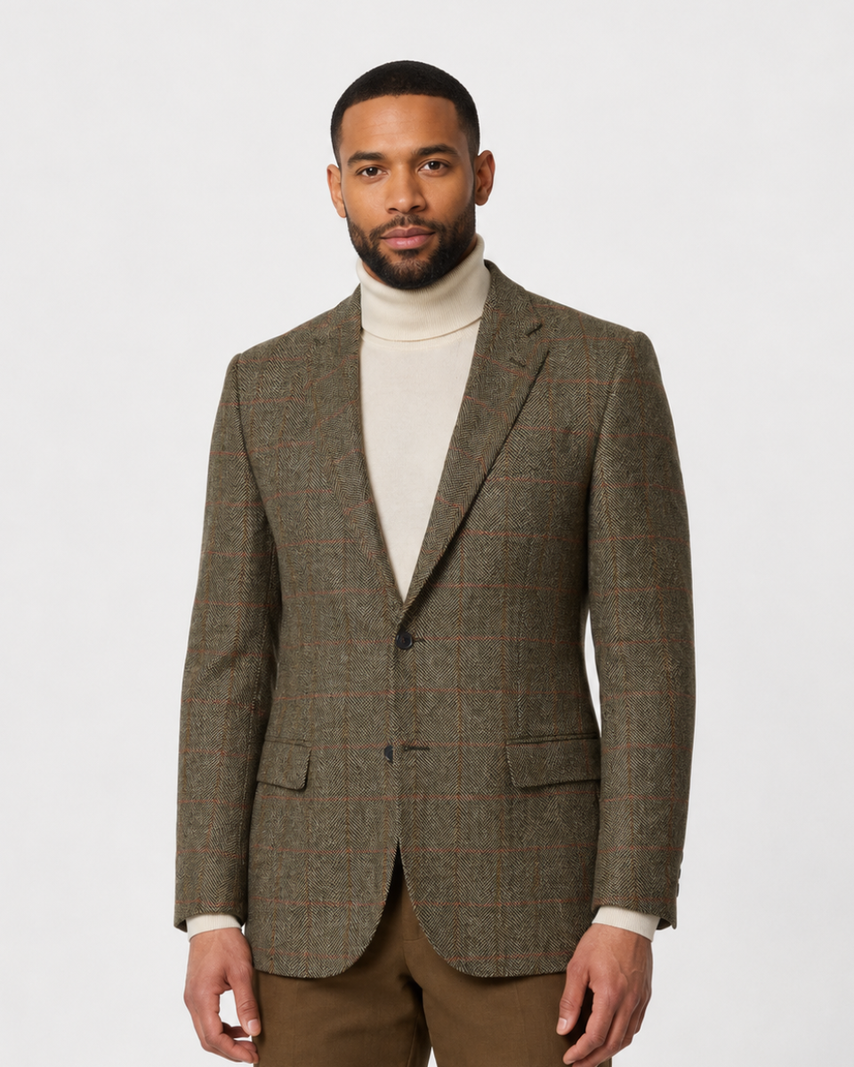 Hawes & Curtis Tailored Fit Green Check 1913 Blazer - LuxxeCoast