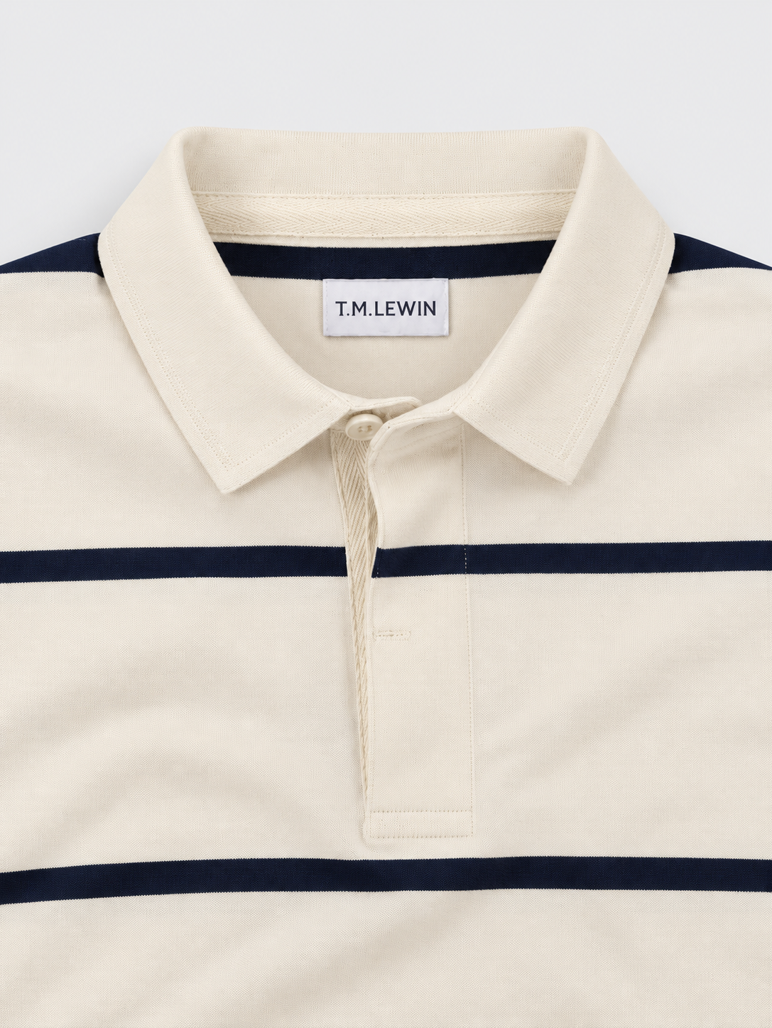 T.M.Lewin Striped Rugby Shirt - Gardenia & Navy