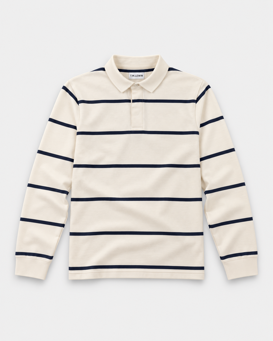 T.M.Lewin Striped Rugby Shirt - Gardenia & Navy