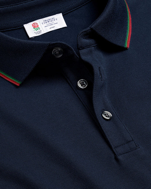 Charles Tyrwhitt England Rugby Pique Polo - Navy