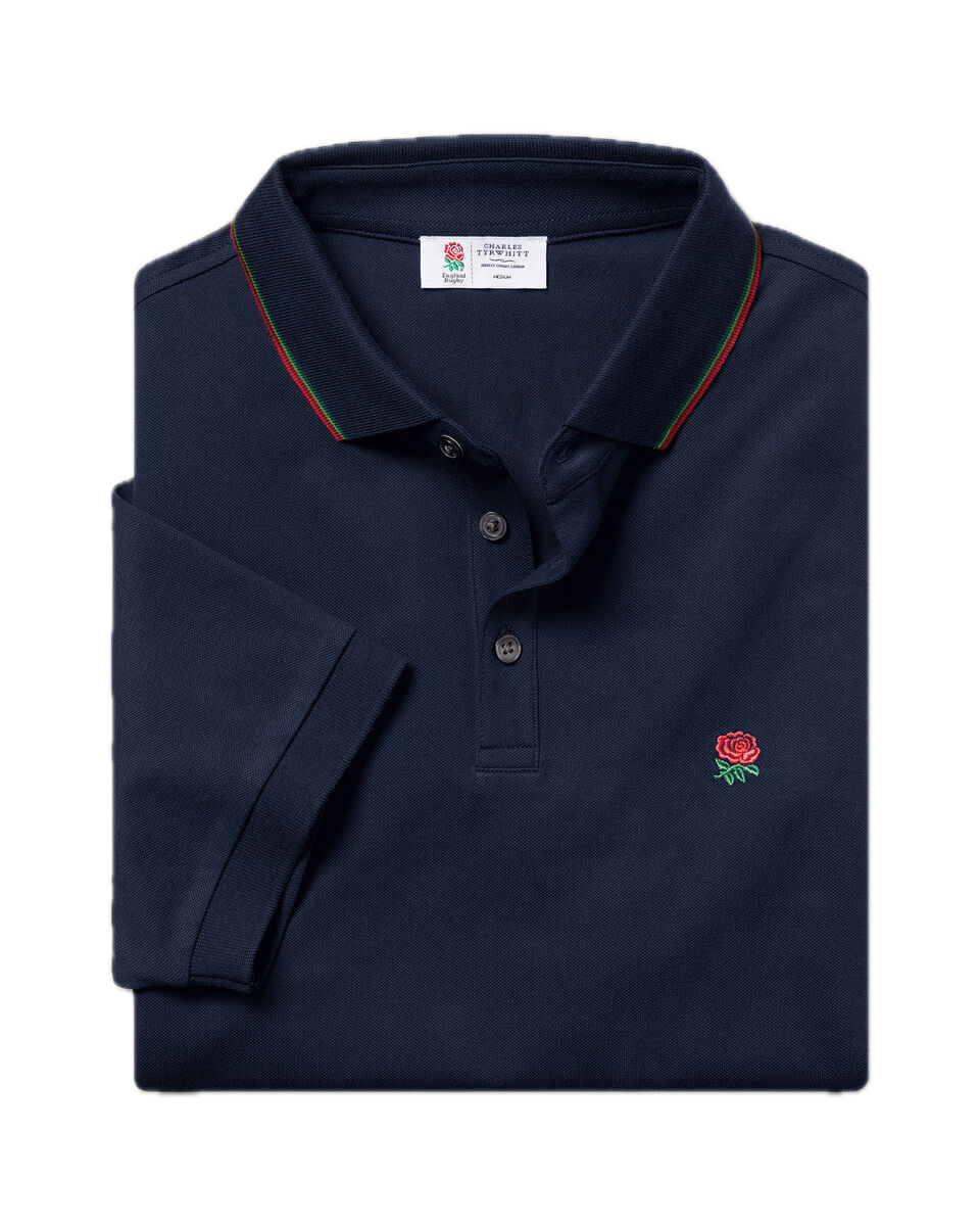 Charles Tyrwhitt England Rugby Pique Polo - Navy