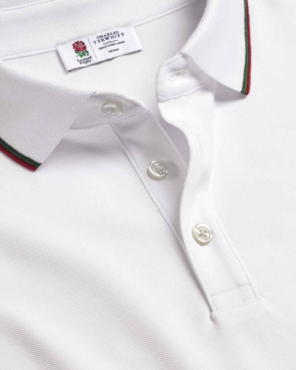Charles Tyrwhitt England Rugby Pique Polo - White
