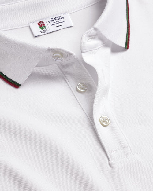 Charles Tyrwhitt England Rugby Pique Polo - White