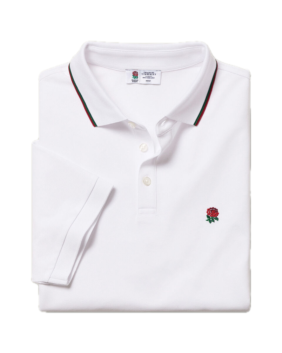 Charles Tyrwhitt England Rugby Pique Polo - White