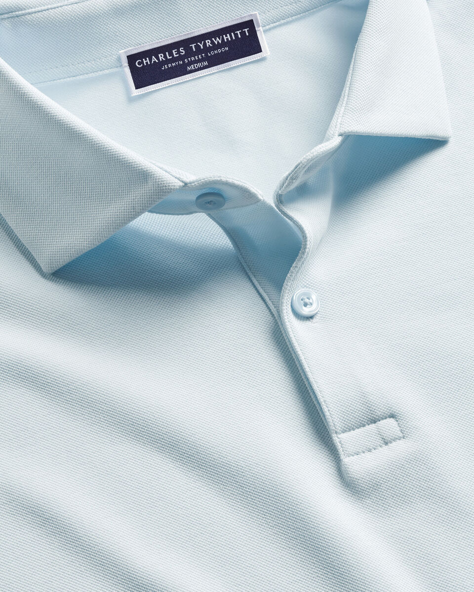 Charles Tyrwhitt Smart Pique Polo - Ice Blue