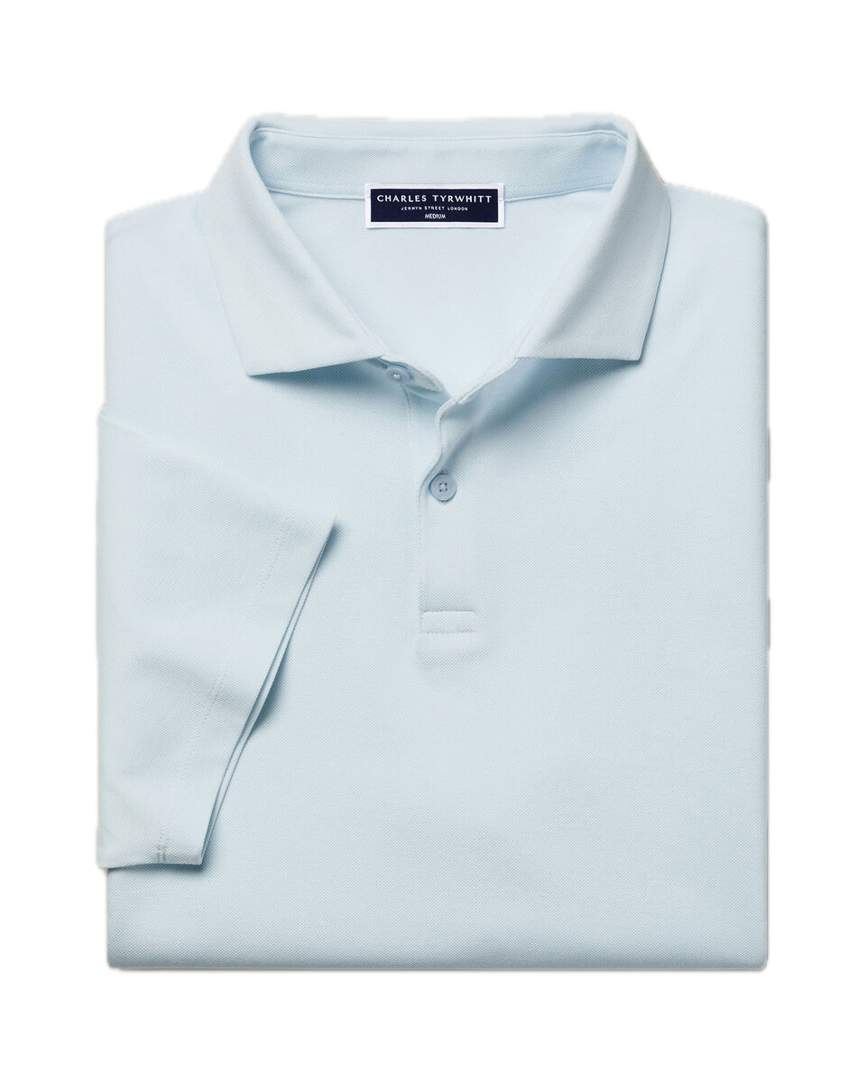 Charles Tyrwhitt Smart Pique Polo - Ice Blue