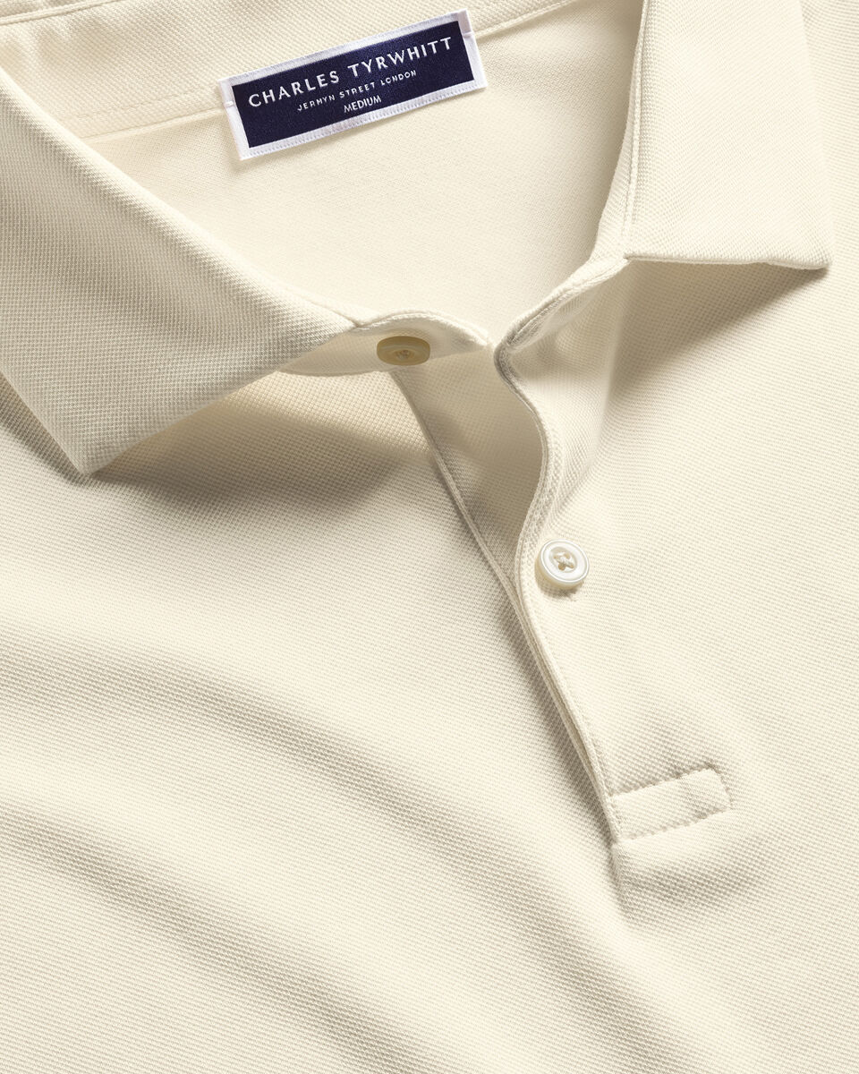 Charles Tyrwhitt Smart Pique Polo - Cream