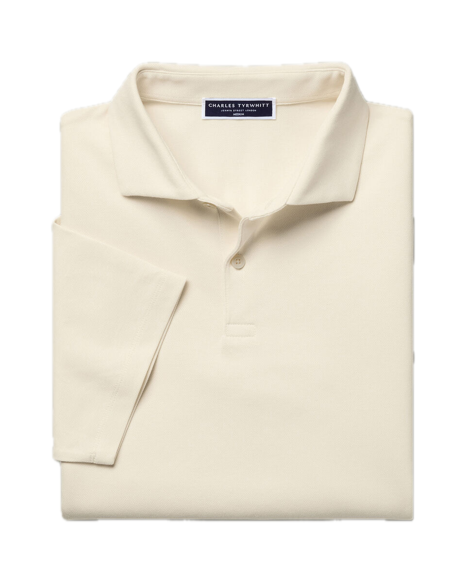 Charles Tyrwhitt Smart Pique Polo - Cream
