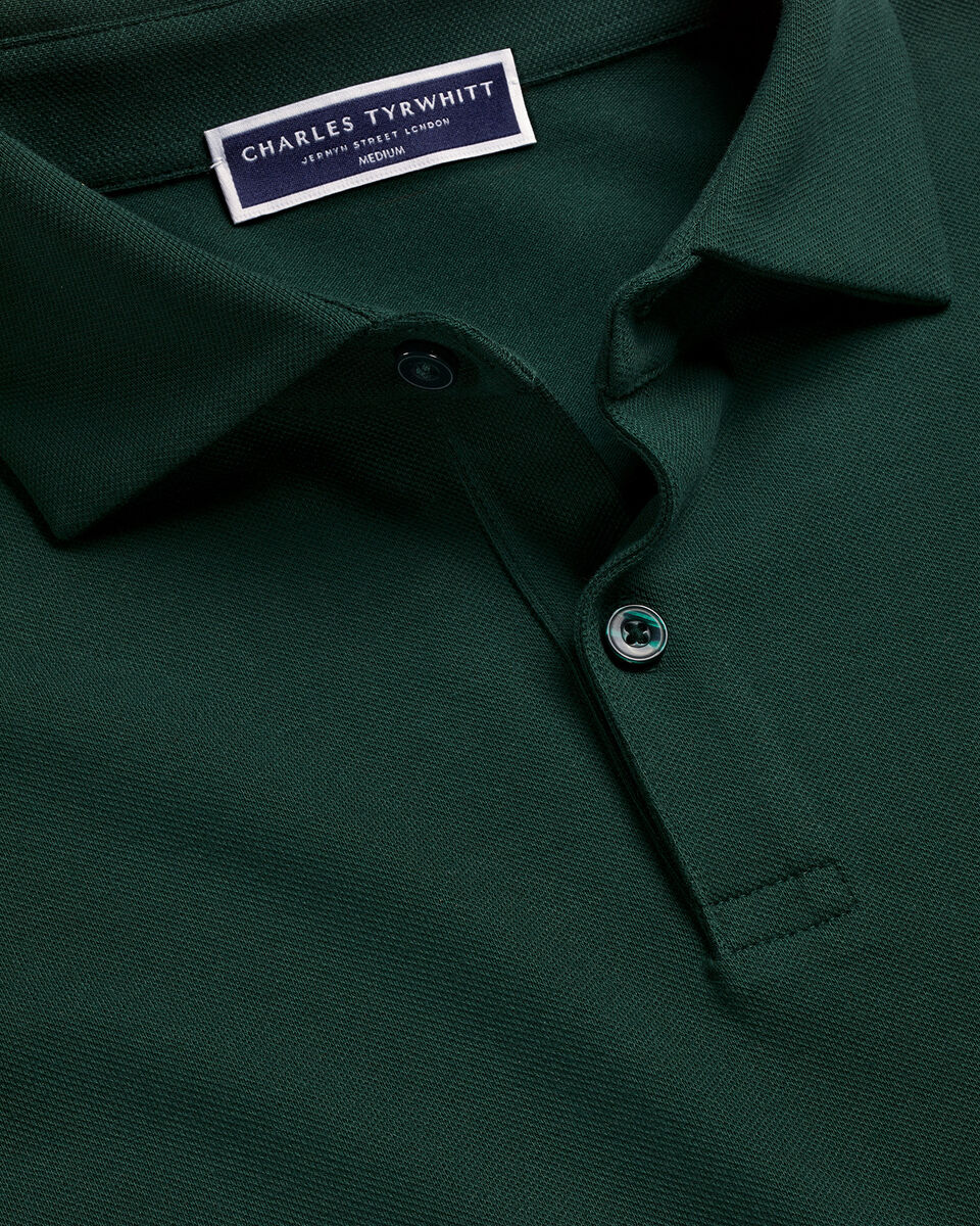 Charles Tyrwhitt Smart Pique Polo - Dark Green