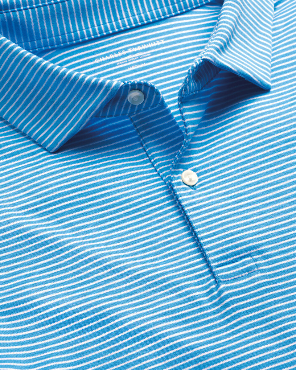 Charles Tyrwhitt Performance Stripe Polo - Turquoise