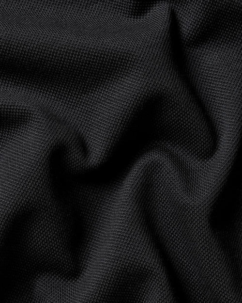 Charles Tyrwhitt Long Sleeve Smart Pique Polo - Black - LuxxeCoast