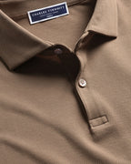 Charles Tyrwhitt Long Sleeve Smart Pique Polo - Camel