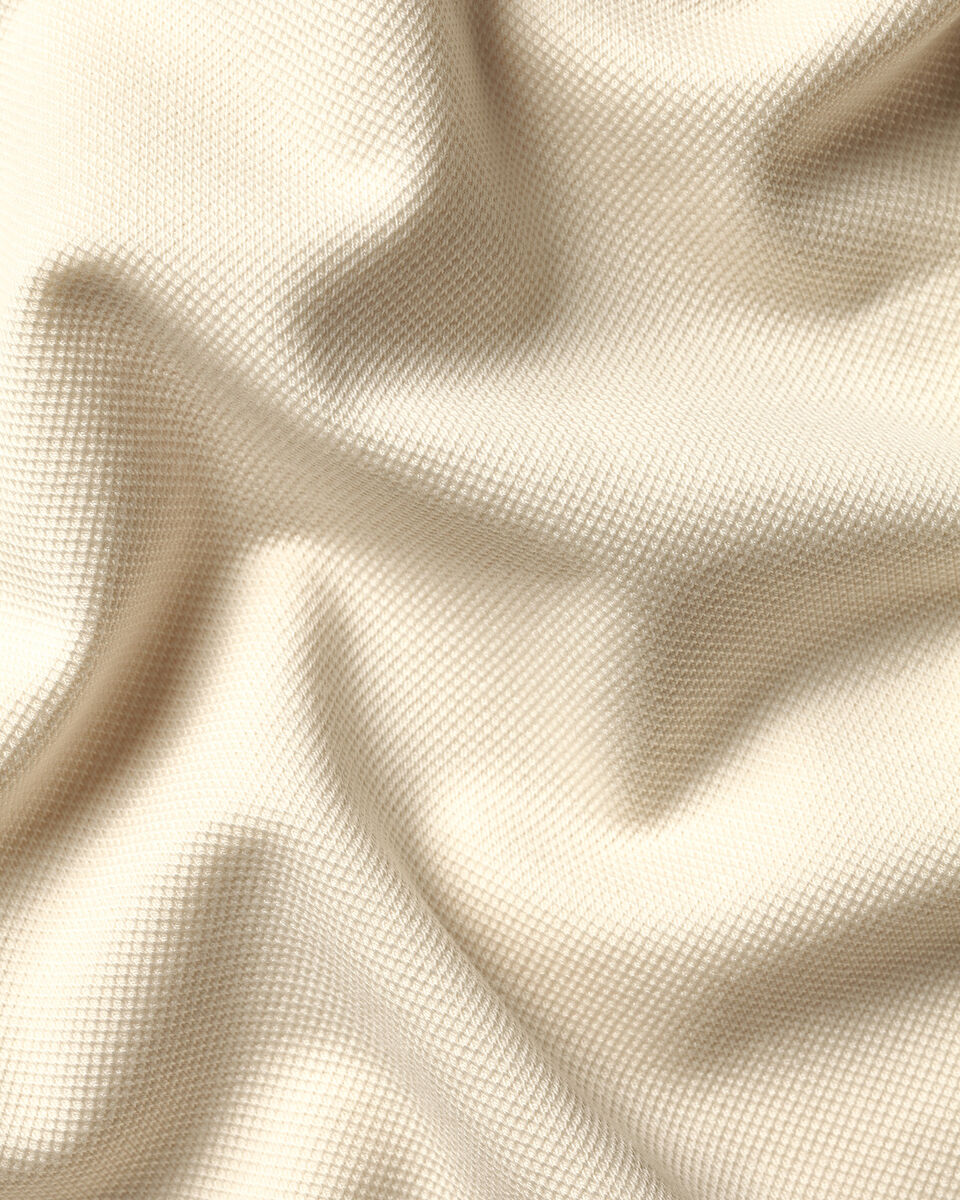 Charles Tyrwhitt Long Sleeve Smart Pique Polo - Cream