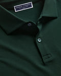 Charles Tyrwhitt Long Sleeve Smart Pique Polo - Dark Green