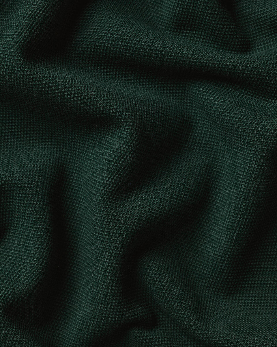 Charles Tyrwhitt Long Sleeve Smart Pique Polo - Dark Green
