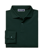 Charles Tyrwhitt Long Sleeve Smart Pique Polo - Dark Green