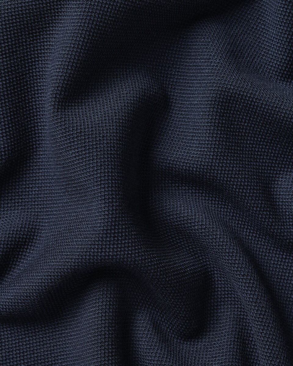 Charles Tyrwhitt Long Sleeve Smart Pique Polo - Navy