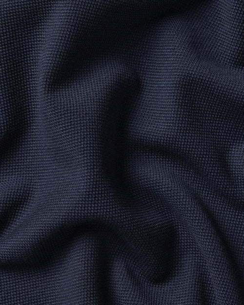 Charles Tyrwhitt Long Sleeve Smart Pique Polo - Navy - LuxxeCoast