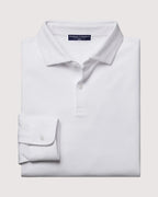 Charles Tyrwhitt Long Sleeve Smart Pique Polo - White