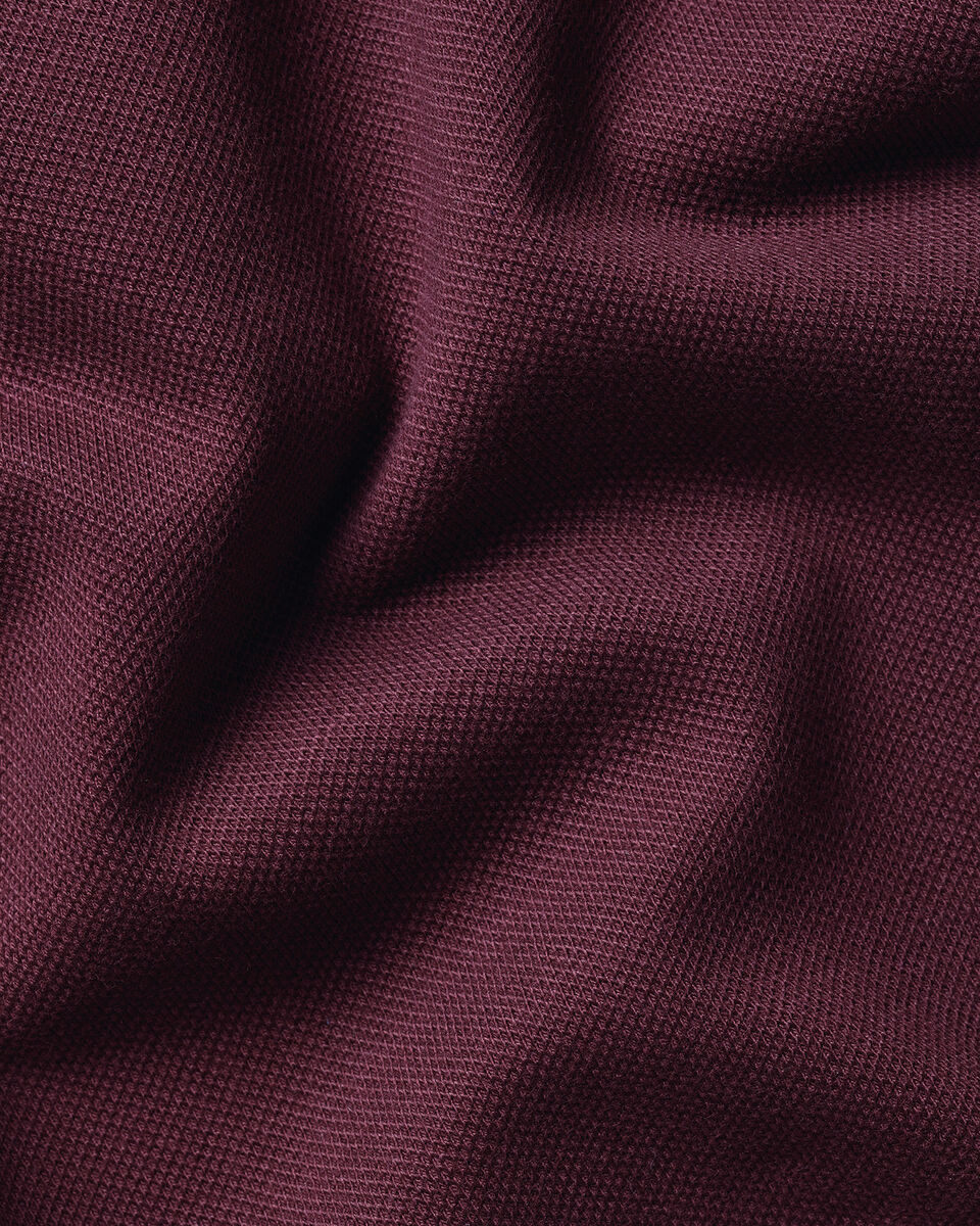Charles Tyrwhitt Long Sleeve Smart Pique Polo - Wine Red