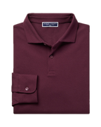 Charles Tyrwhitt Long Sleeve Smart Pique Polo - Wine Red