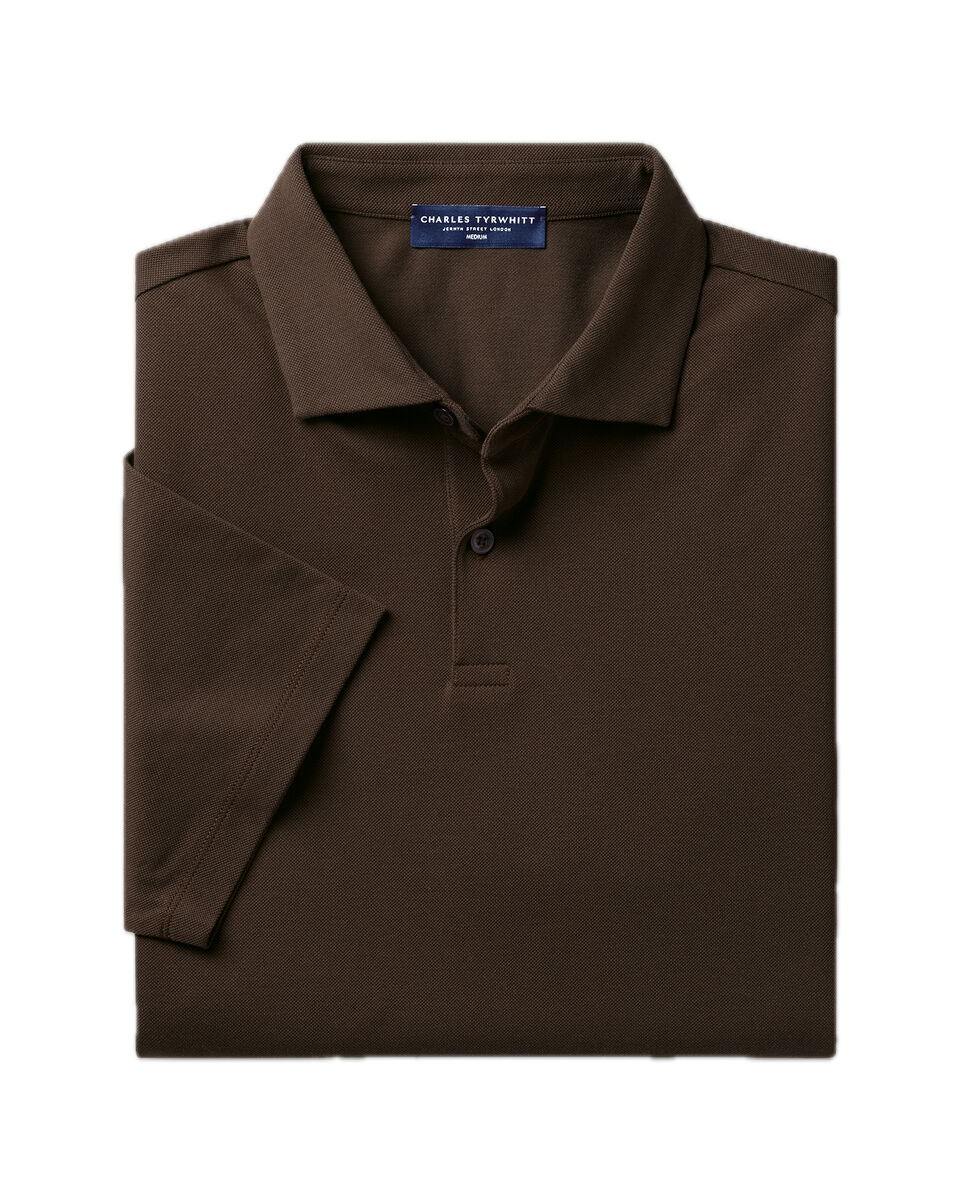 Charles Tyrwhitt Smart Pique Polo - Chocolate Brown
