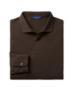 Charles Tyrwhitt Long Sleeve Pique Polo - Chocolate Brown