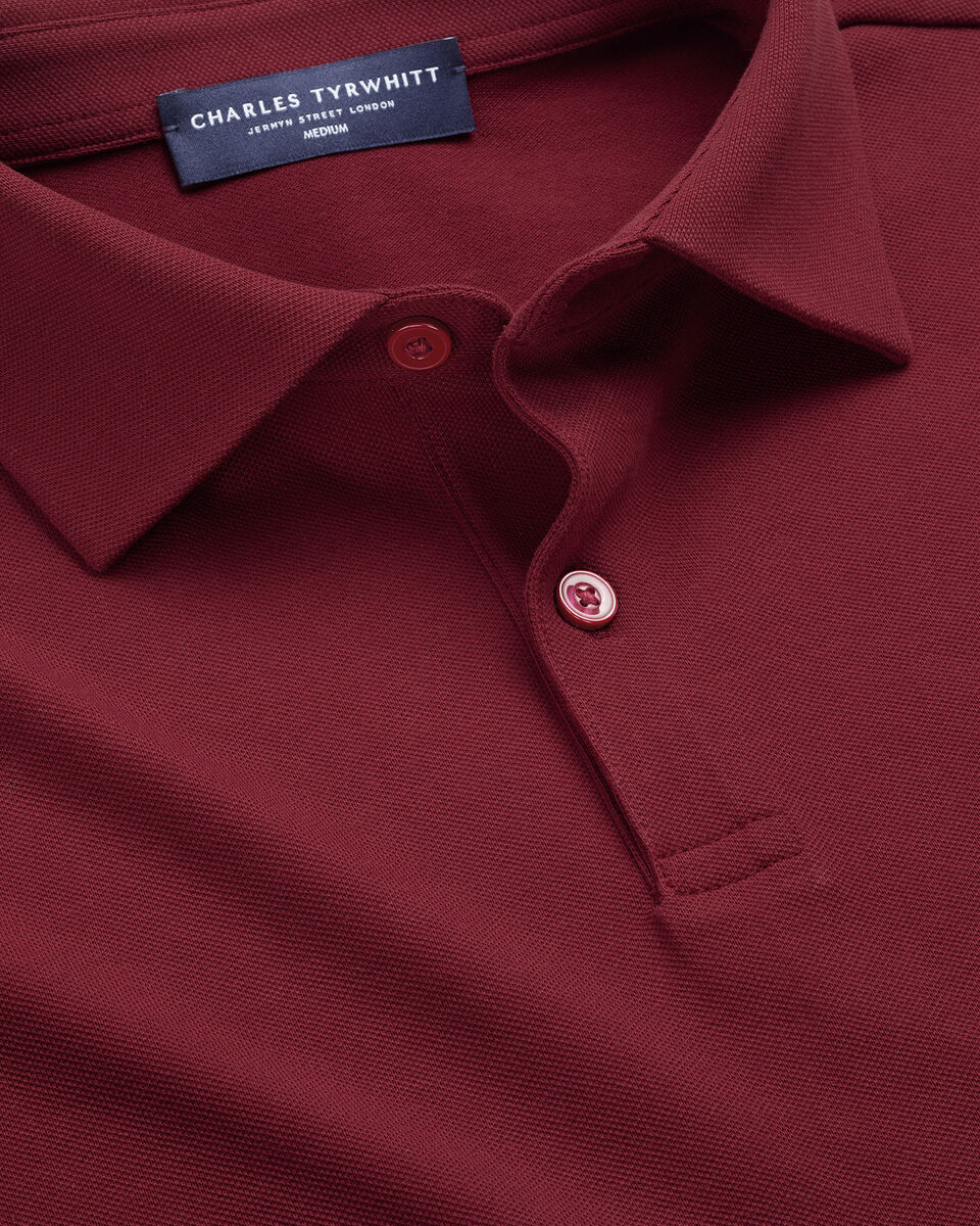 Charles Tyrwhitt Smart Pique Polo - Maroon Red