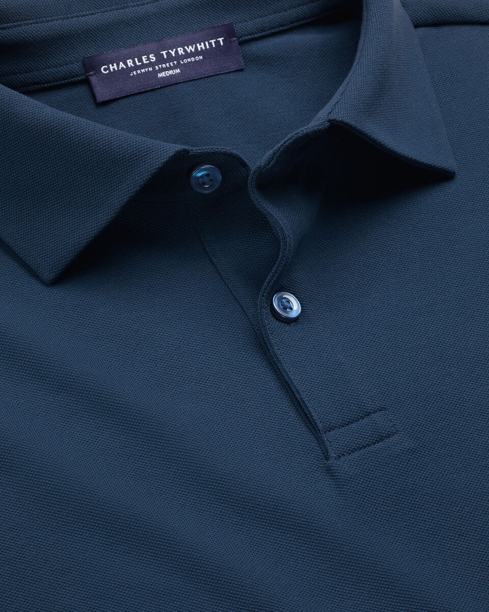 Charles Tyrwhitt Smart Pique Polo - Petrol Blue