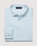 Charles Tyrwhitt Long Sleeve Smart Pique Polo - Ice Blue
