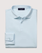 Charles Tyrwhitt Long Sleeve Smart Pique Polo - Ice Blue