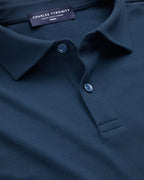 Charles Tyrwhitt Long Sleeve Smart Pique Polo - Petrol Blue
