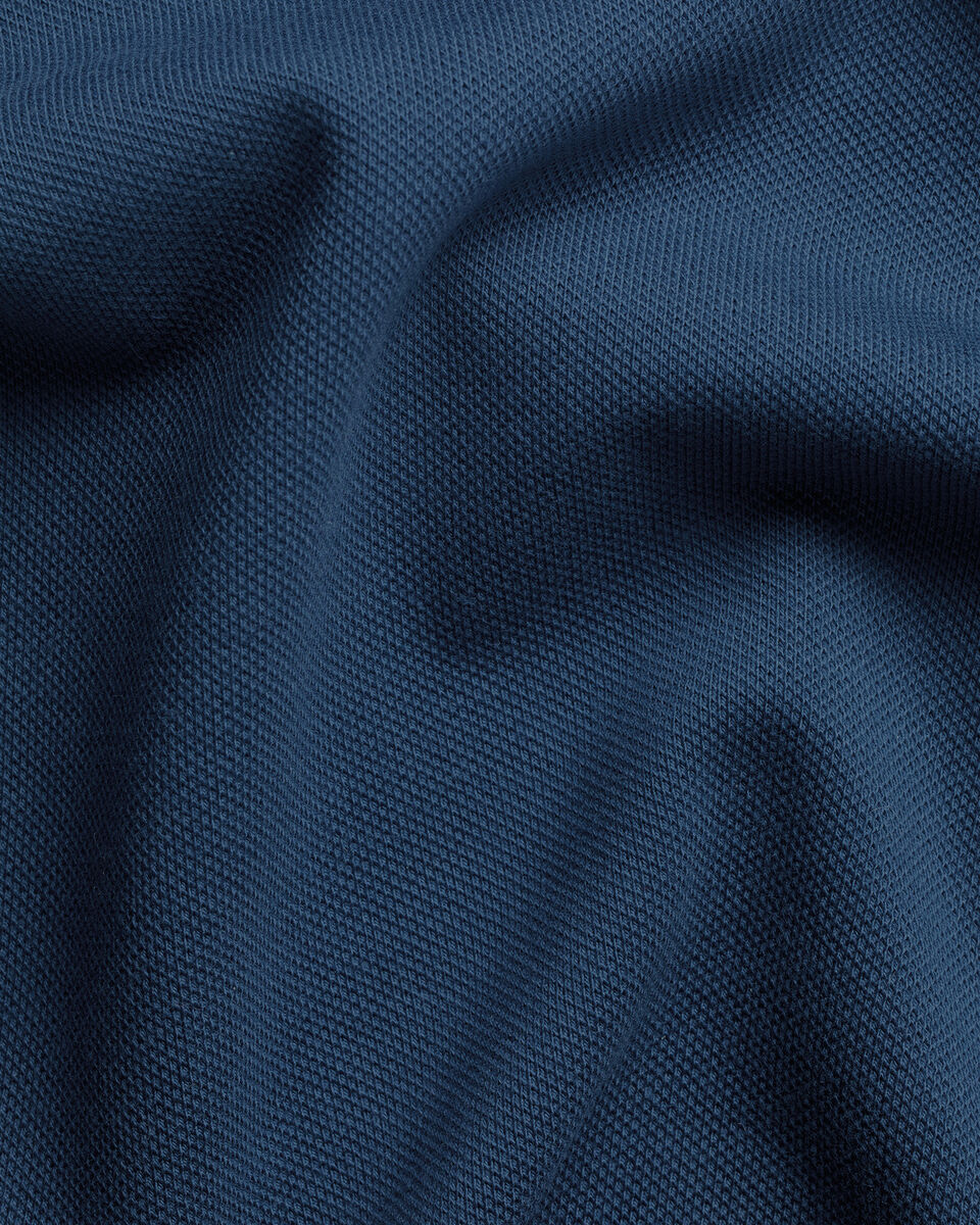 Charles Tyrwhitt Long Sleeve Smart Pique Polo - Petrol Blue