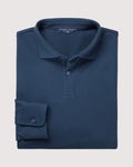 Charles Tyrwhitt Long Sleeve Smart Pique Polo - Petrol Blue