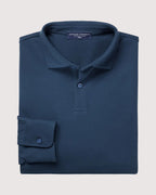 Charles Tyrwhitt Long Sleeve Smart Pique Polo - Petrol Blue