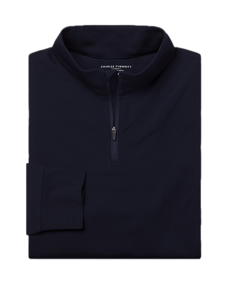 Charles Tyrwhitt Golf Performance Zip Neck Top - Navy