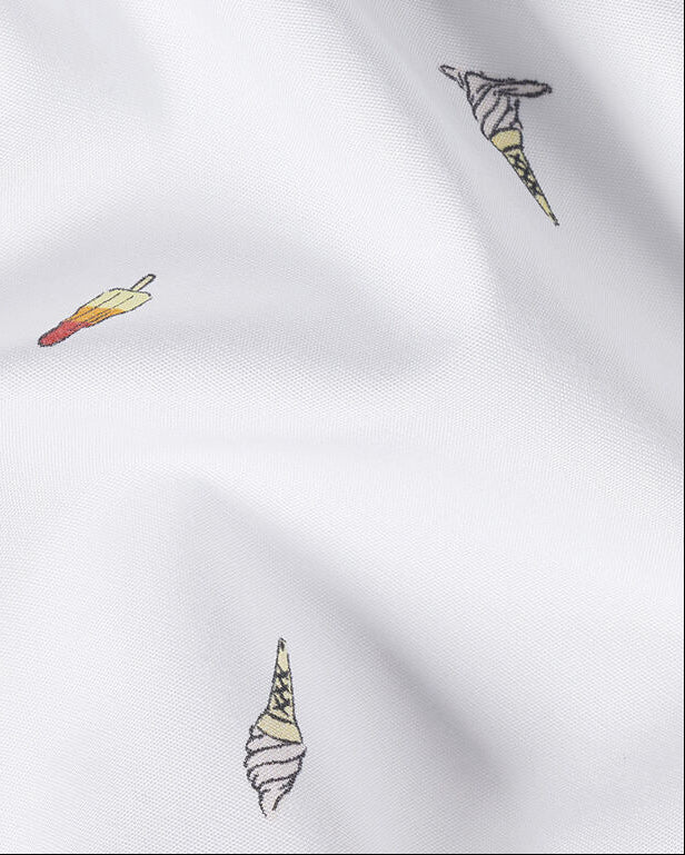 Charles Tyrwhitt Short Sleeve Non-Iron Poplin Ice Cream Print Shirt - White
