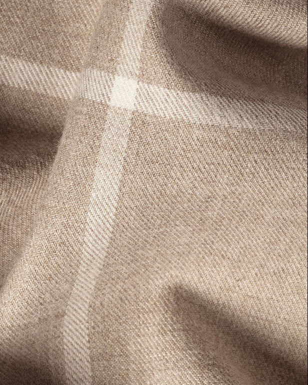 Charles Tyrwhitt Brushed Flannel Shirt - Windowpane Check Taupe