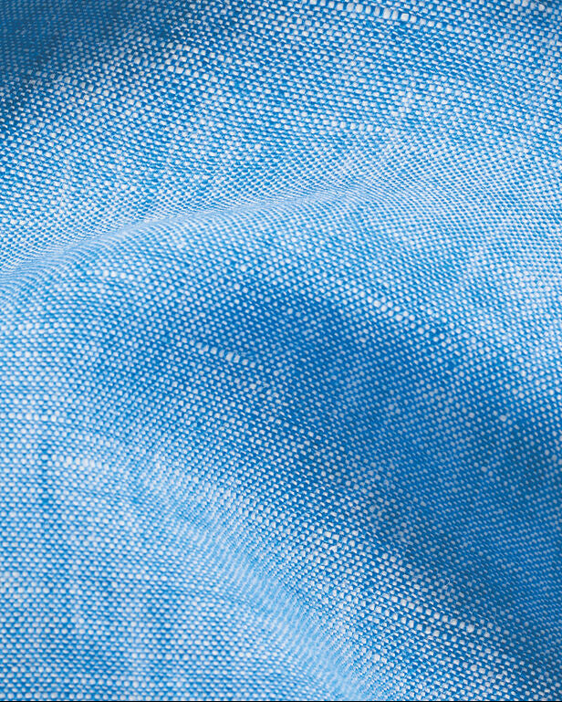Charles Tyrwhitt Pure Linen Short Sleeve Shirt - Ocean Blue