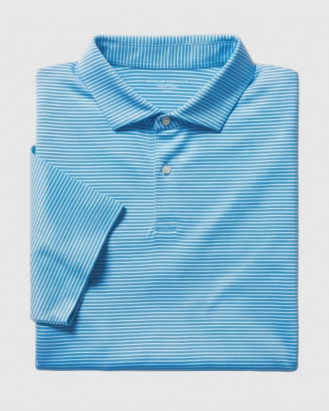 Charles Tyrwhitt Performance Stripe Polo - Turquoise